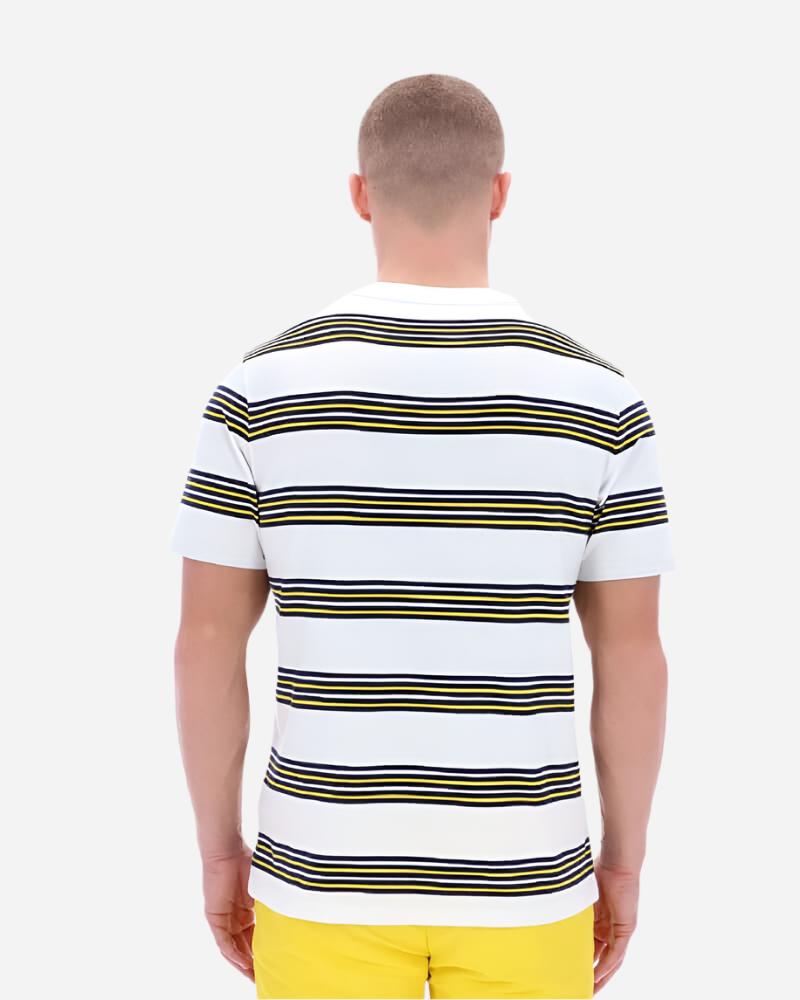 FILA BEN Yarn Dye Stripe T Shirt White/Navy/High Viz FILA