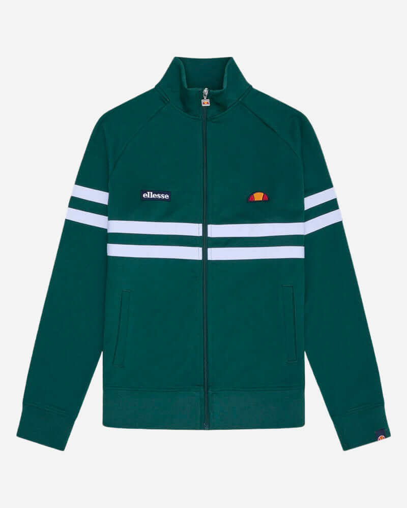 Ellesse RIMINI Track Jacket Dark Green with funnel neck and contrast stripes
