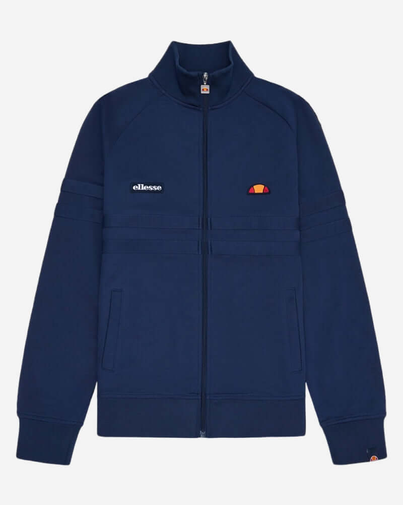 Ellesse RIMINI Track Jacket Navy Mono front view showcasing a full-zip design and sporty style.