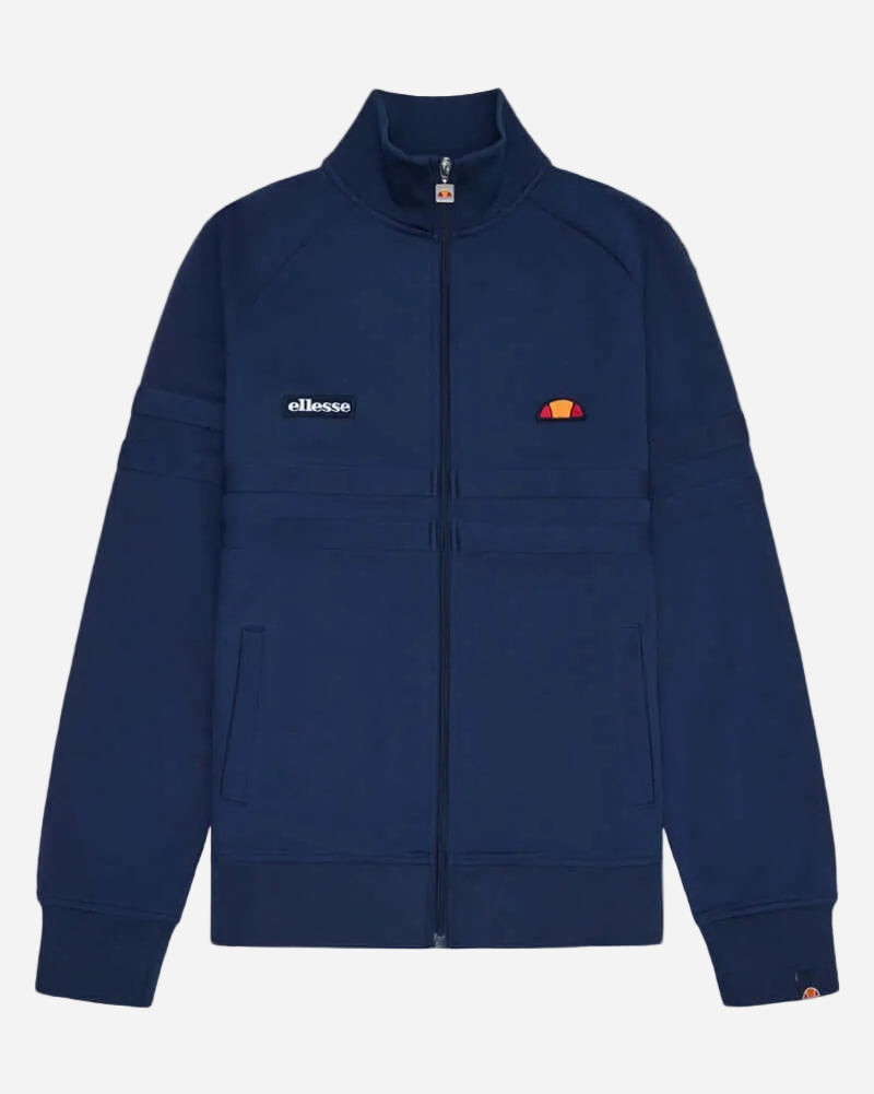 Ellesse RIMINI Track Jacket Navy Mono front view showcasing a full-zip design and sporty style.