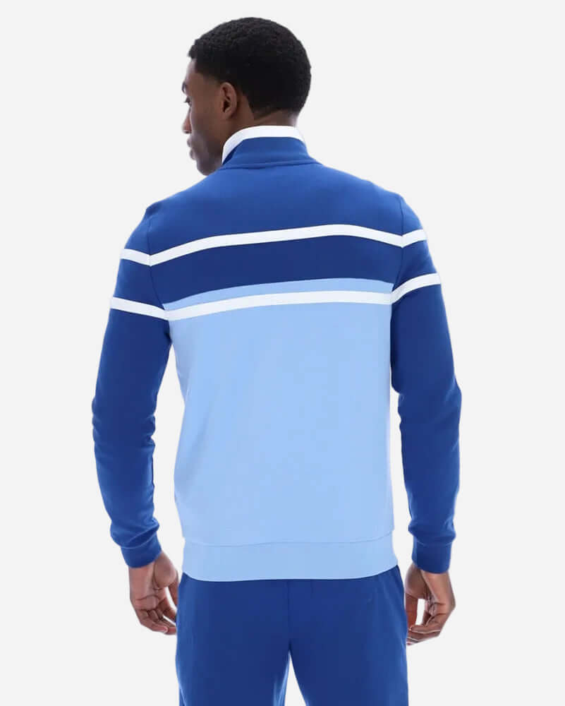 Fila GIOVANNI Track Jacket Frozen Fjord back view showcasing striking blue color and retro-inspired design.