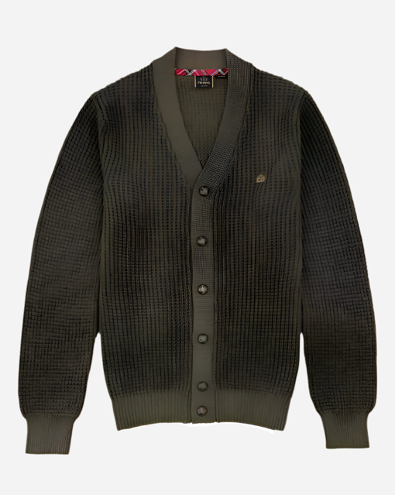 Merc GRAYSON Cardigan in Ivy Green featuring waffle knit and large covered buttons.