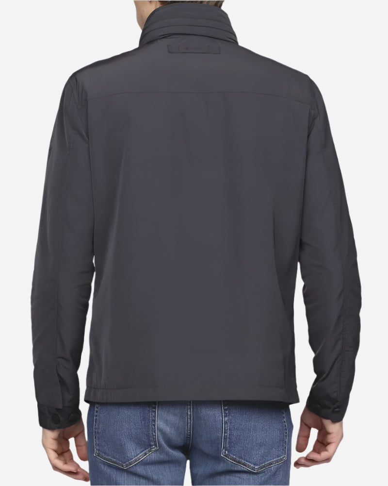 Gant GRAND STREET JACKET in Odyssey Grey, showcasing the back view with adjustable cuffs and zip-away hood.