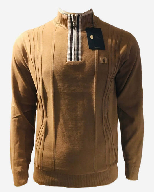 Gabicci ROMLEY 1/4 Zip Knit Nutmeg