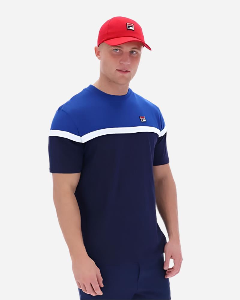 FILA JOSE Colour Block T Shirt Navy/Surf The Web/White FILA