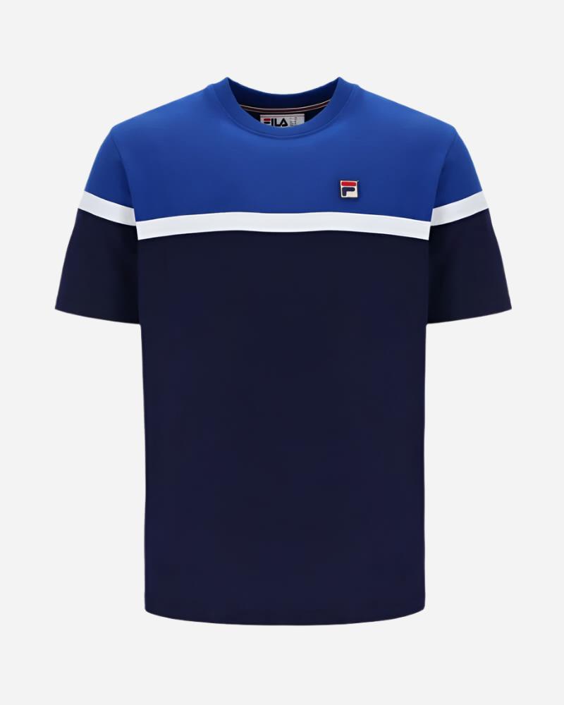 FILA JOSE Colour Block T Shirt Navy/Surf The Web/White FILA