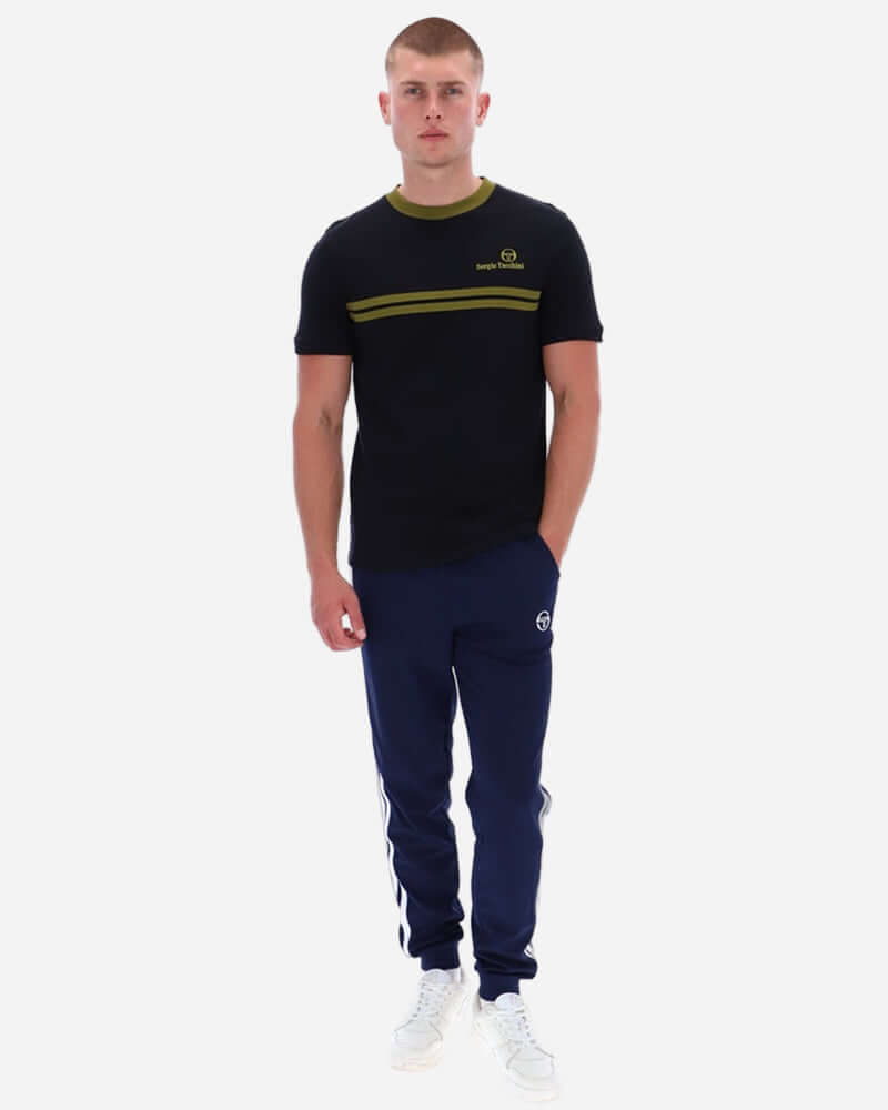 Sergio Tacchini NEW SUPERMAC T Shirt Black/Avocado
