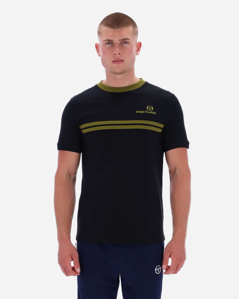 Sergio Tacchini NEW SUPERMAC T Shirt Black/Avocado
