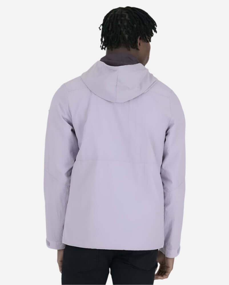 Back view of the Peaceful Hooligan PISTOL Jacket in Lavendula, featuring a hood and a stylish design.
