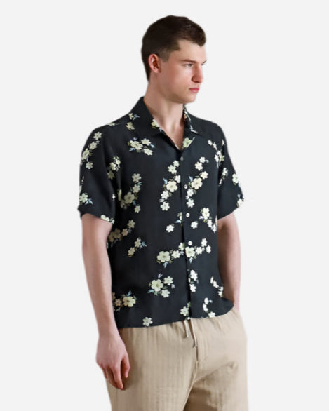 Far Afield BUSEY Shirt Floral Print Navy Iris Far Afield