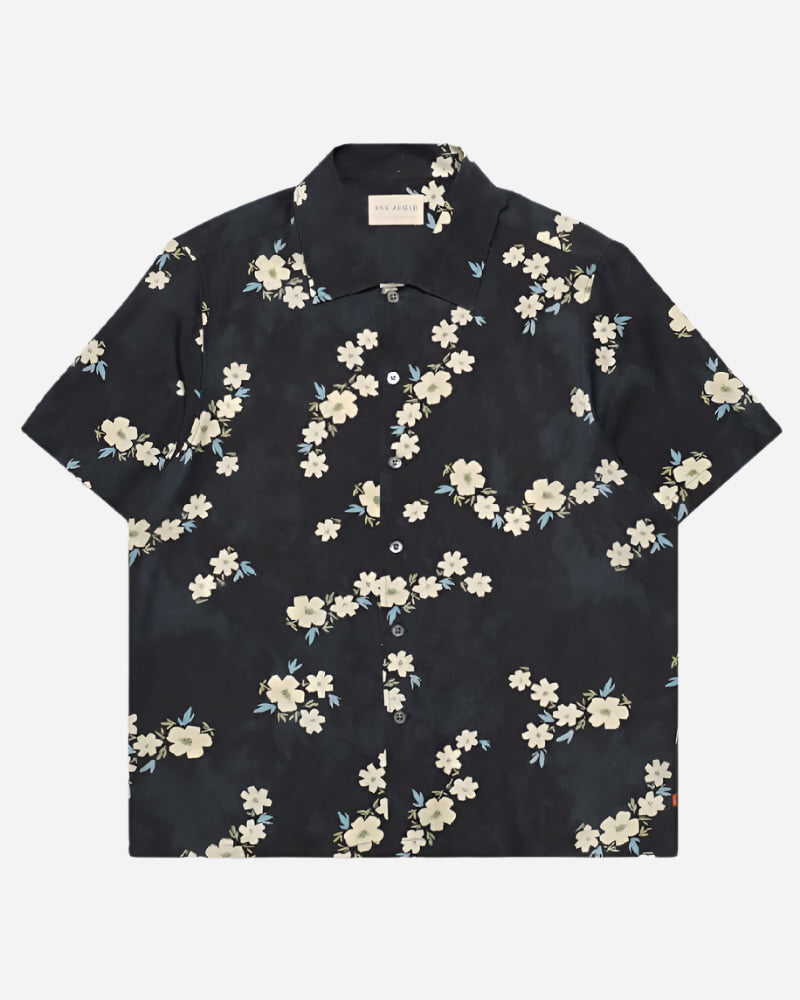 Far Afield BUSEY Shirt Floral Print Navy Iris Far Afield