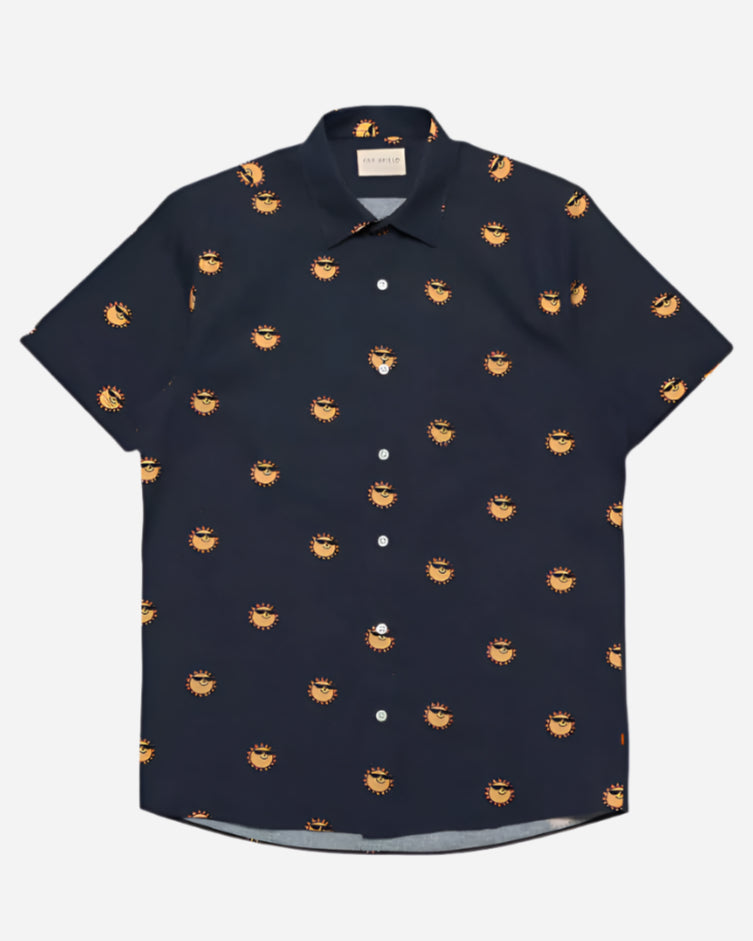 Far Afield CLASSIC Shirt Sun Print Navy Iris Far Afield