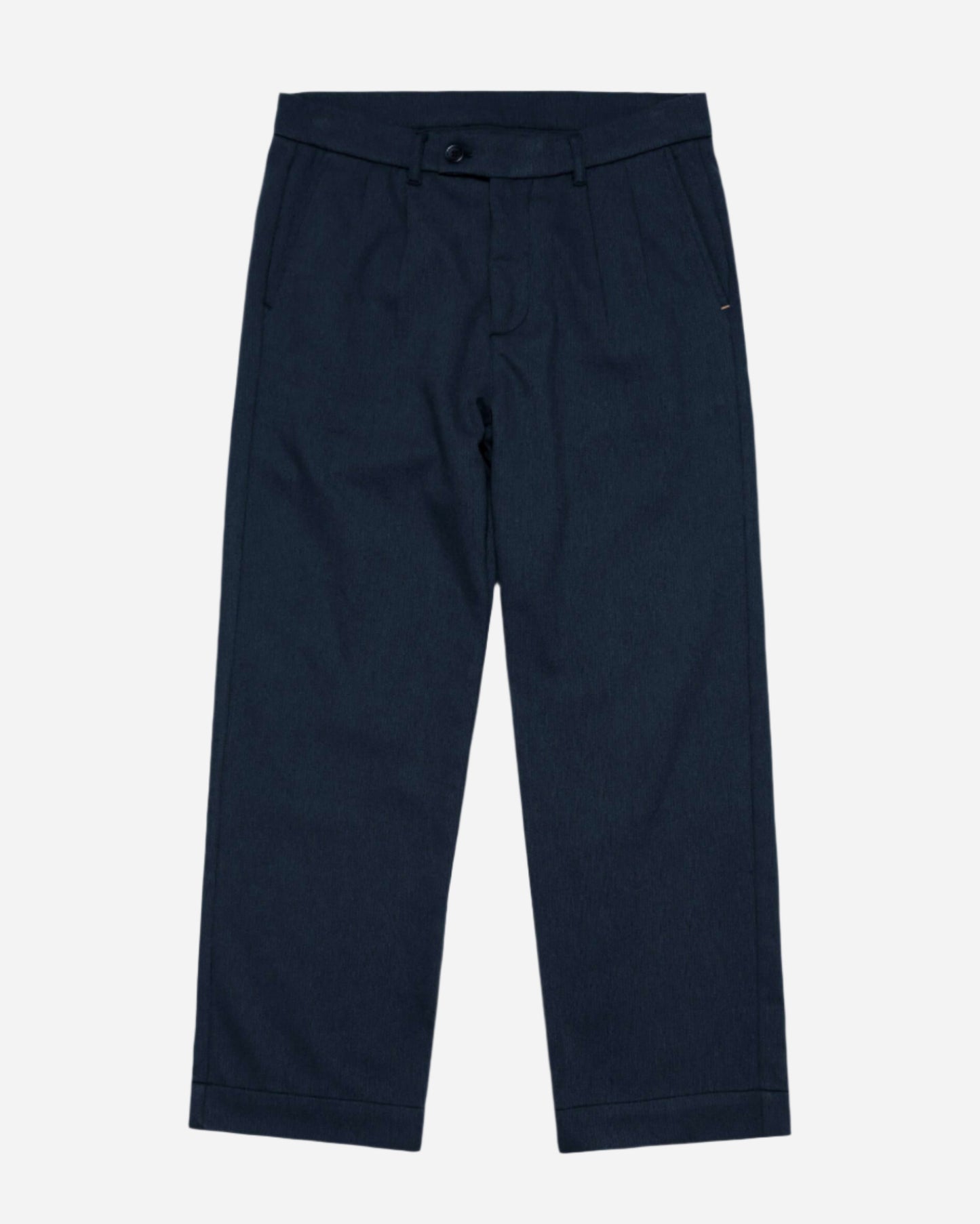 Far Afield Double Pleated Trouser Blue Braided Weave Far Afield