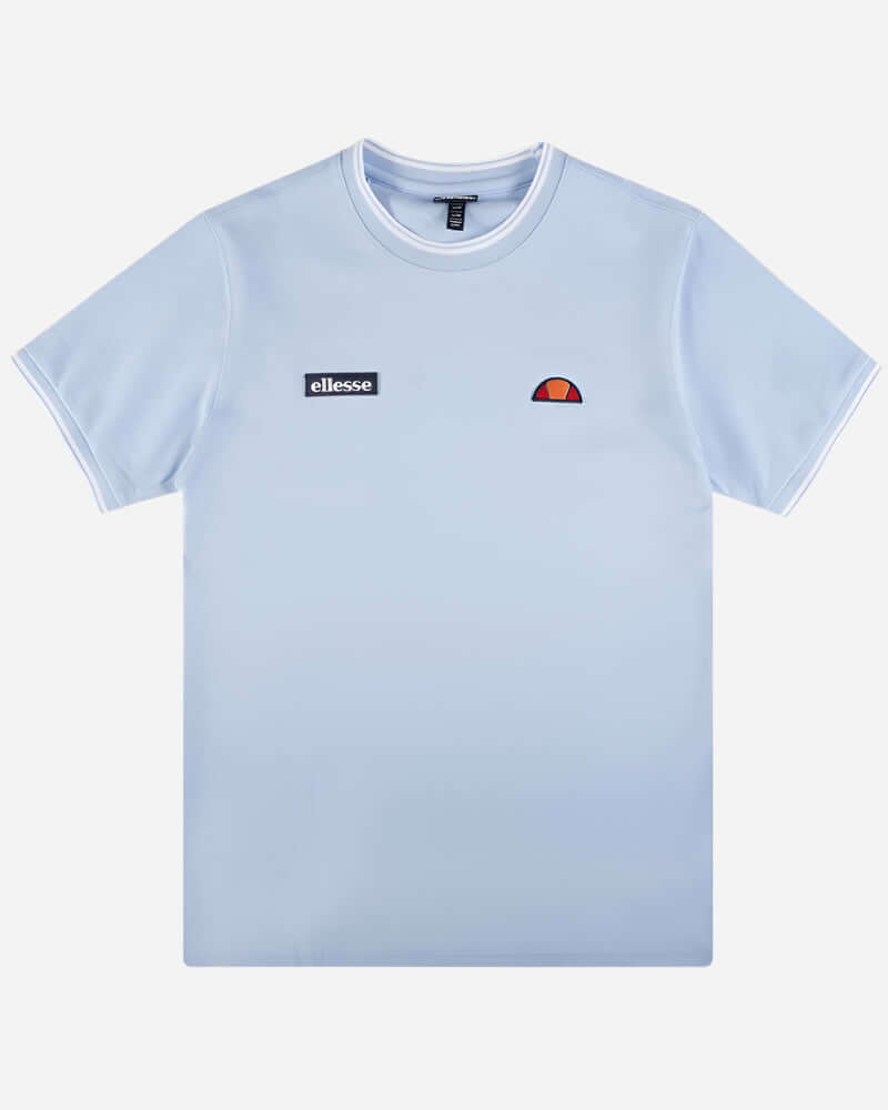 Ellesse BELVIDER Light Blue T Shirt featuring crew neckline and iconic logo from Live Forever Collection.