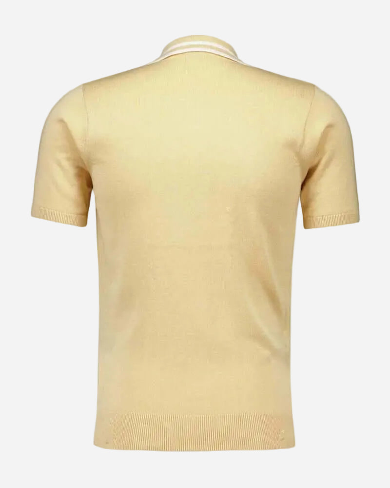 Gabicci JOHNSON Polo Lemon back view featuring short sleeves and ribbed details.