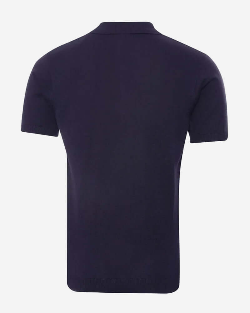 Back view of Gabicci SEARLE Knitted Polo Navy showcasing its classic design.