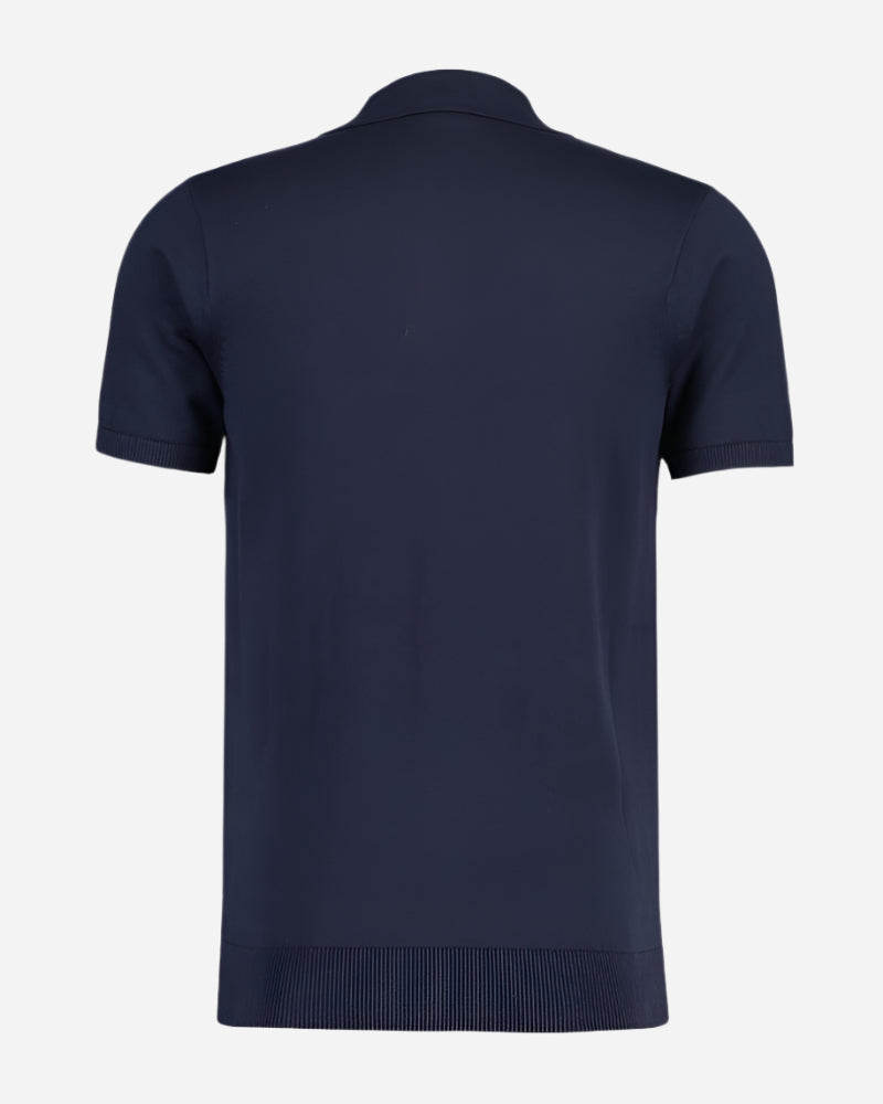 Gabicci GUINESS Button-Through Polo Navy back view, showcasing soft fabric and ribbed hem.