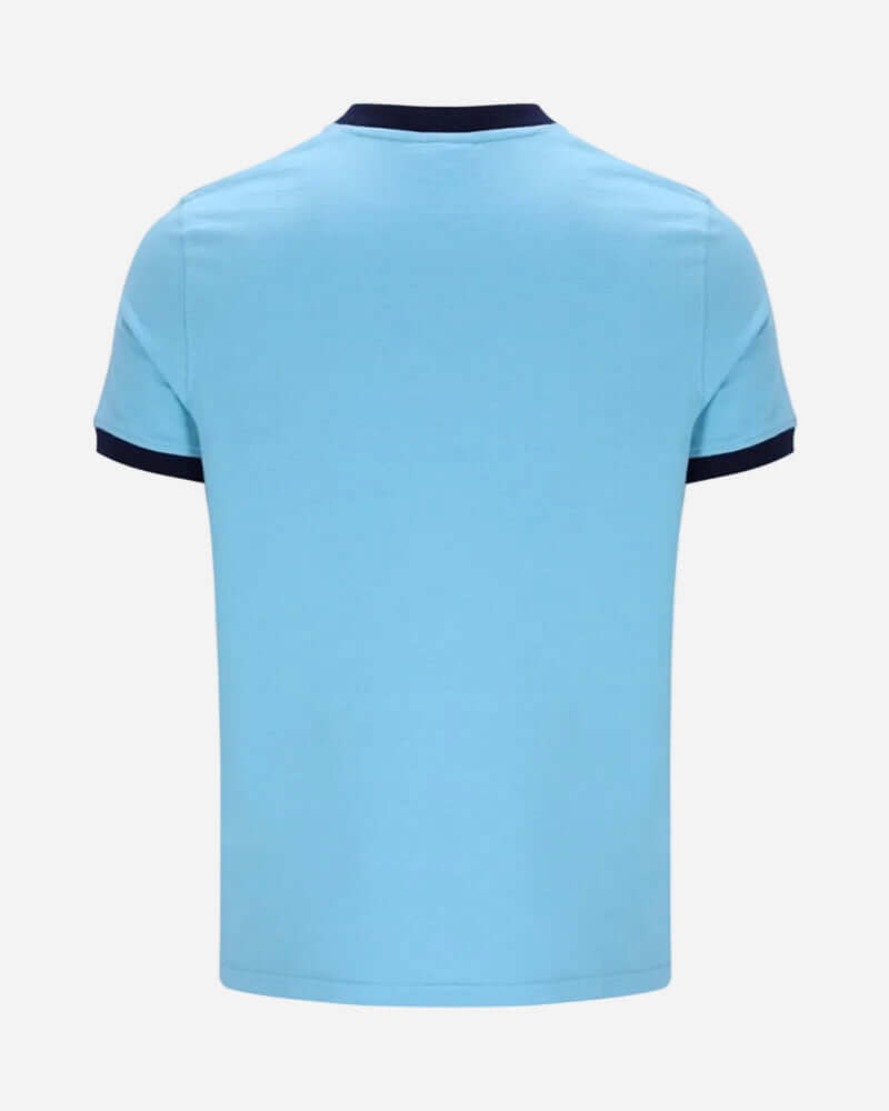 Sergio Tacchini MASTER T Shirt Baltic Sea/Maritime Blue back view showing ribbed crew neck and cuffs.