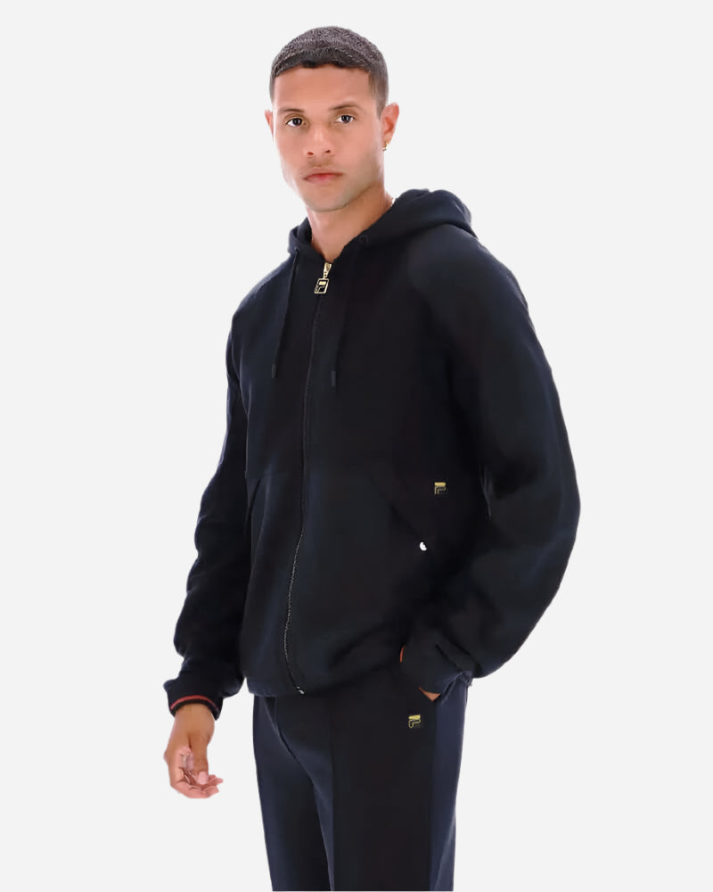 FILA Seppi Pinstripe Print Back Hoodie Black/Burnt Henna FILA