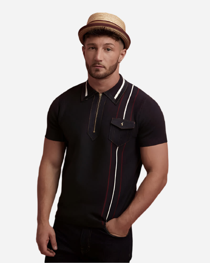 Gabicci Vintage ROBYN Zip Polo Navy Gabicci Vintage