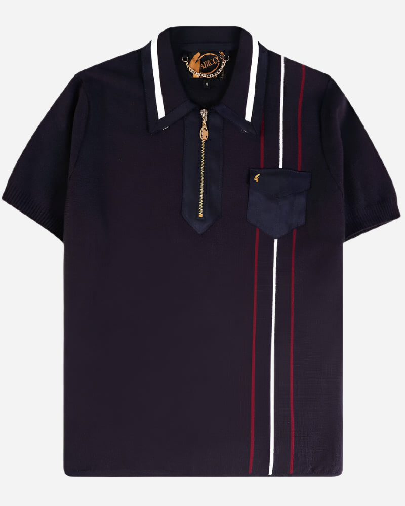 Gabicci Vintage ROBYN Zip Polo Navy Gabicci Vintage