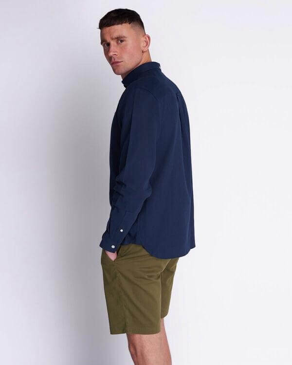 Lyle and Scott Cotton Linen Shirt Navy - indi menswear