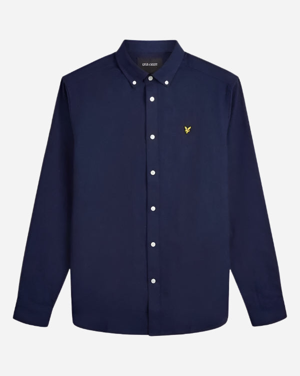 Lyle and Scott Cotton Linen Shirt Navy - indi menswear