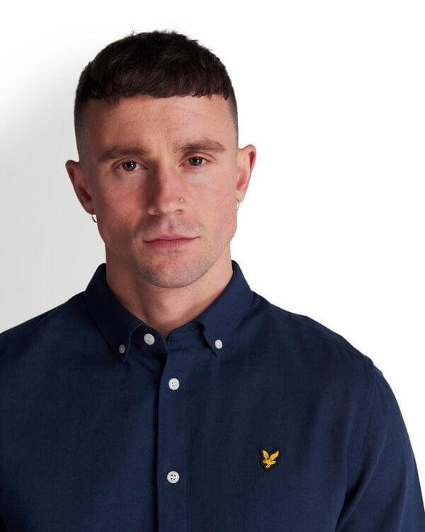 Lyle and Scott Cotton Linen Shirt Navy - indi menswear