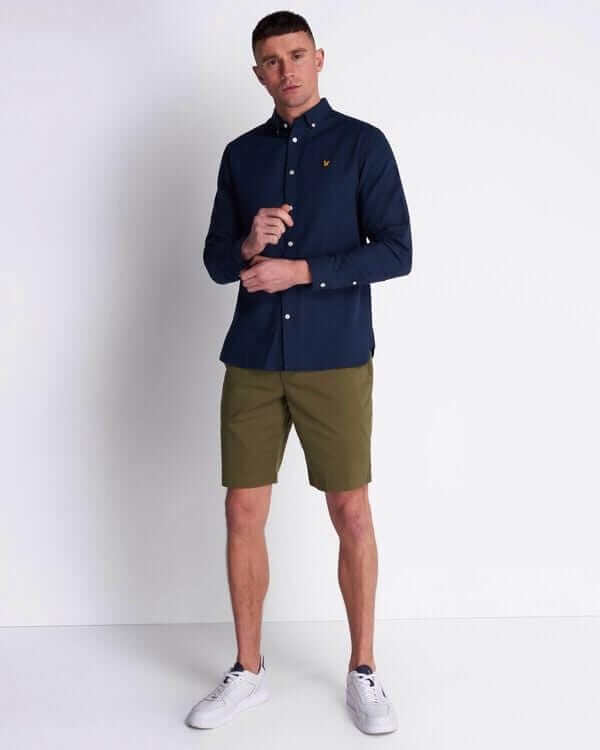 Lyle and Scott Cotton Linen Shirt Navy - indi menswear