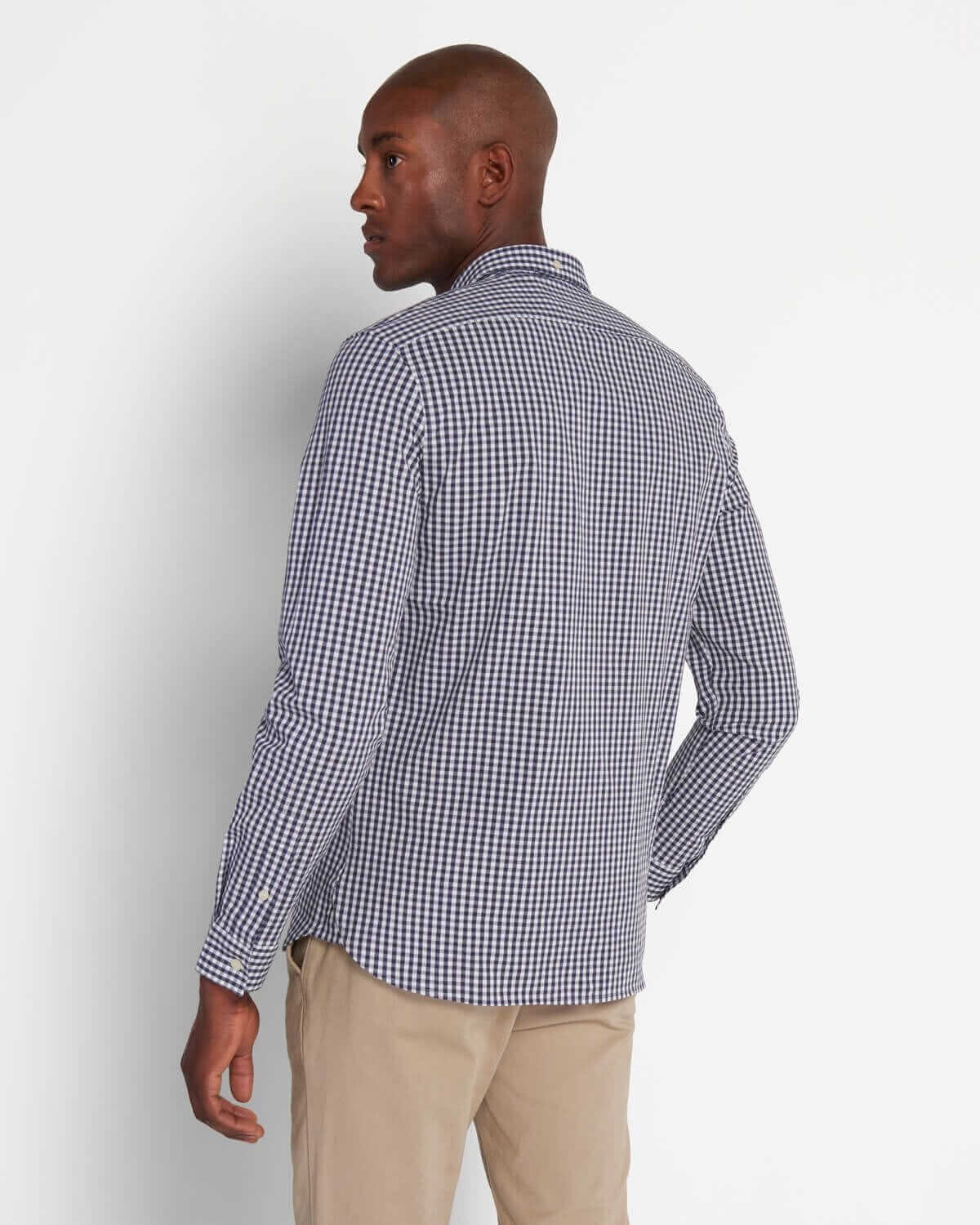Lyle and Scott Slim Fit Gingham Shirt Navy/White