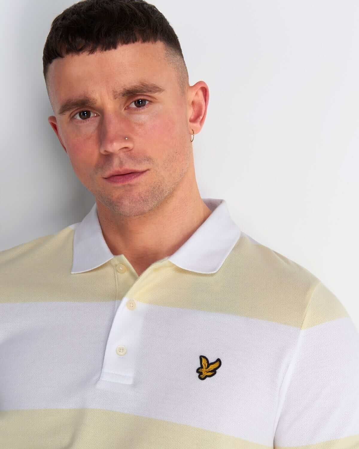 Lyle and Scott Wide Stripe Polo Buttercream - indi menswear