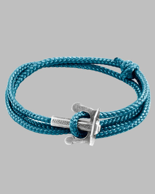 Anchor & Crew UNION ANCHOR Silver & Rope Bracelet Ocean Blue