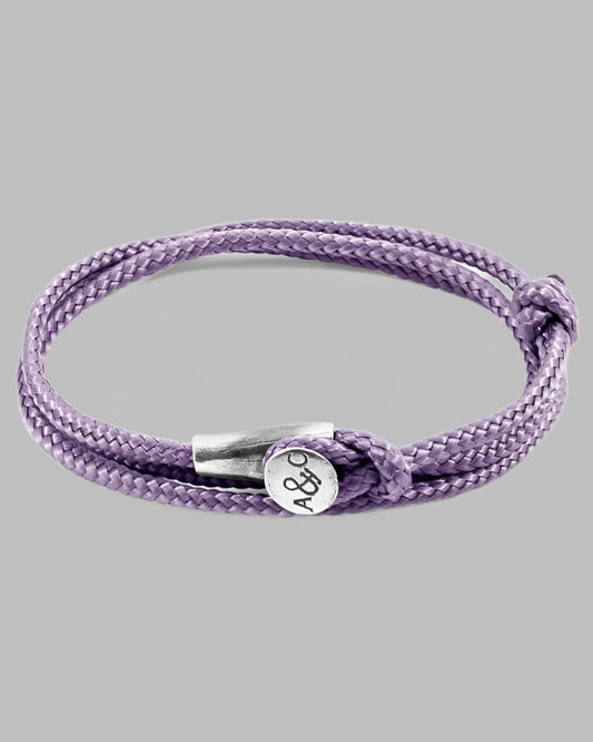 Anchor & Crew Lilac Purple DUNDEE Silver & Rope Bracelet