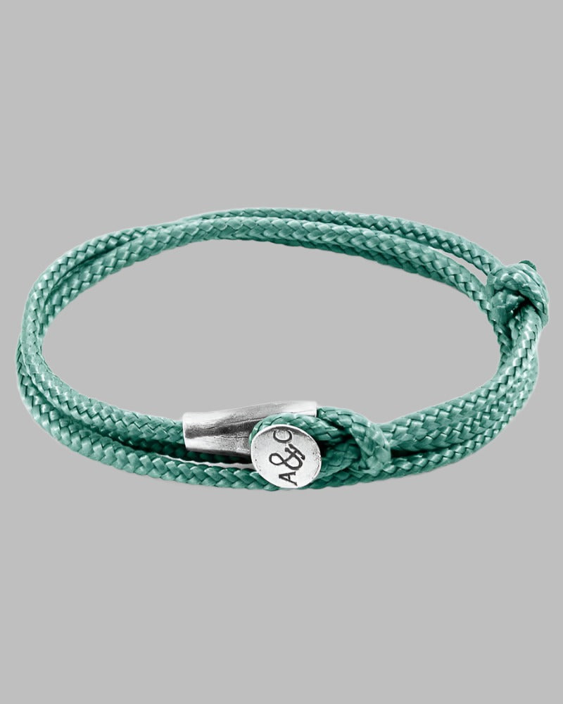 Anchor & Crew Mint Green DUNDEE Silver & Rope Bracelet