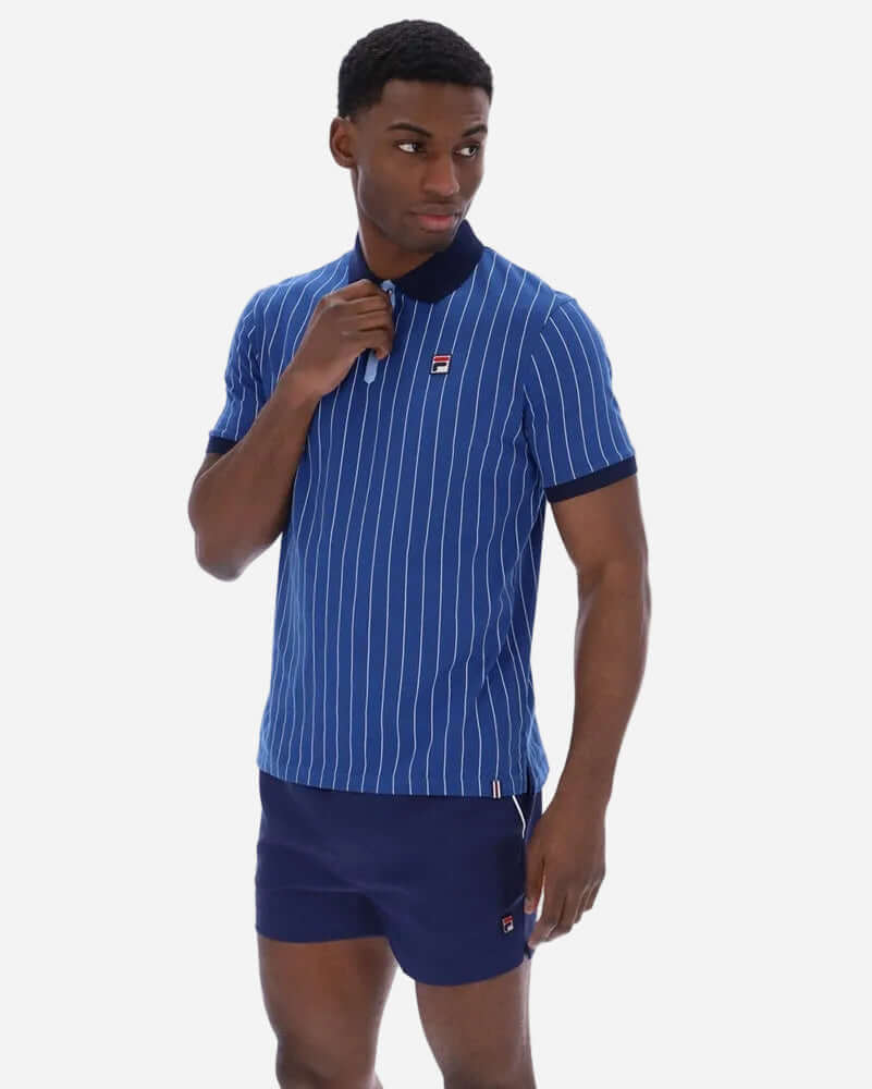Fila BB1 Polo Limoges in blue stripes, featuring a stylish modern fit, perfect for casual and streetwear outfits.