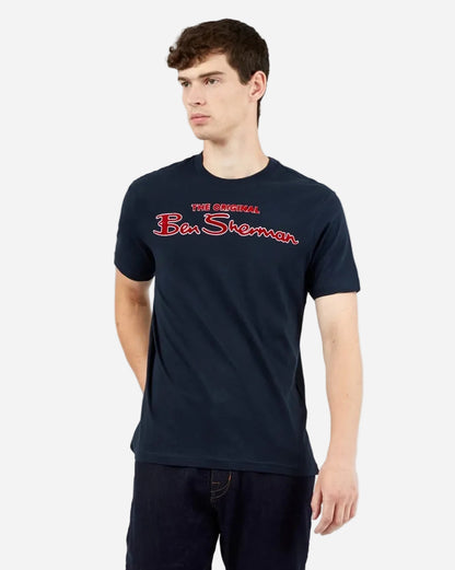 Ben Sherman T Shirt Signature Flock Logo Navy