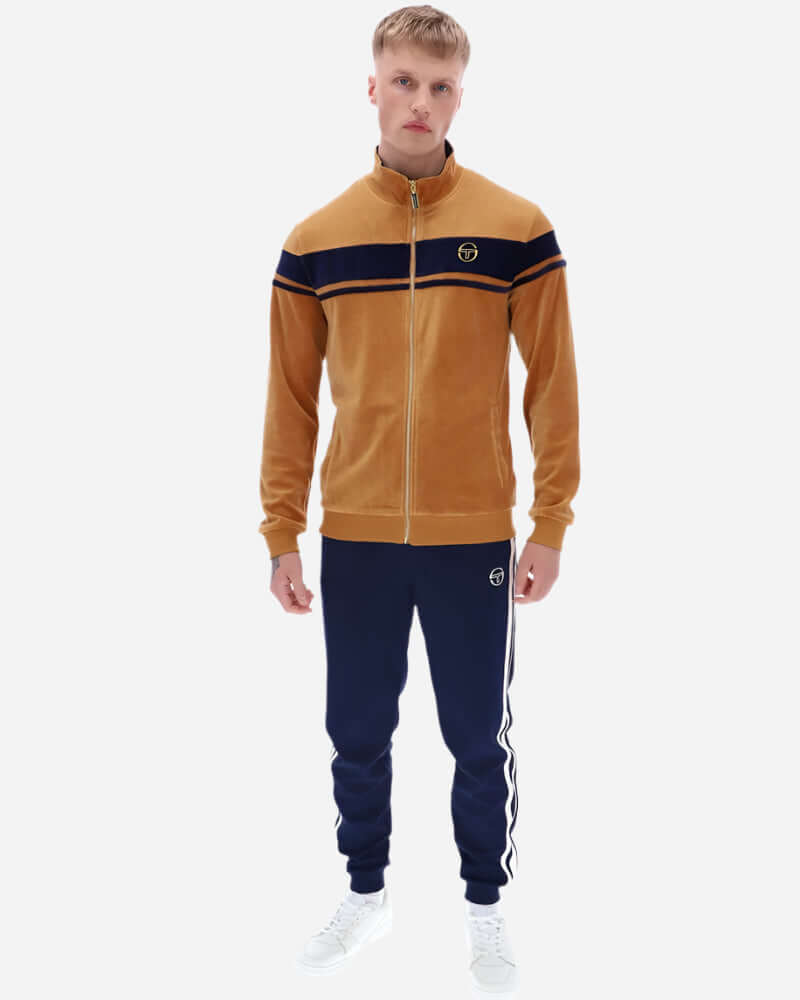 Sergio Tacchini DAMARINDO Velour Track Top Almond/Maritime Blue