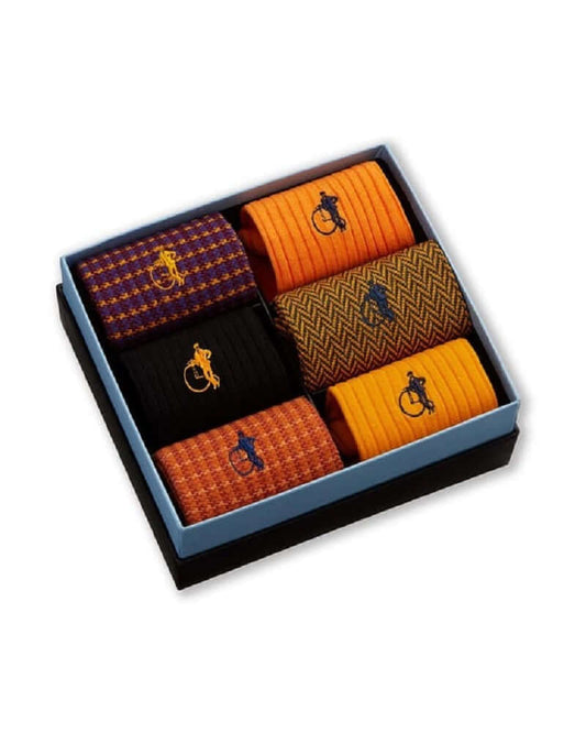 London Sock Co. DASH OF CLASS Mango 6-Pair Gift Box