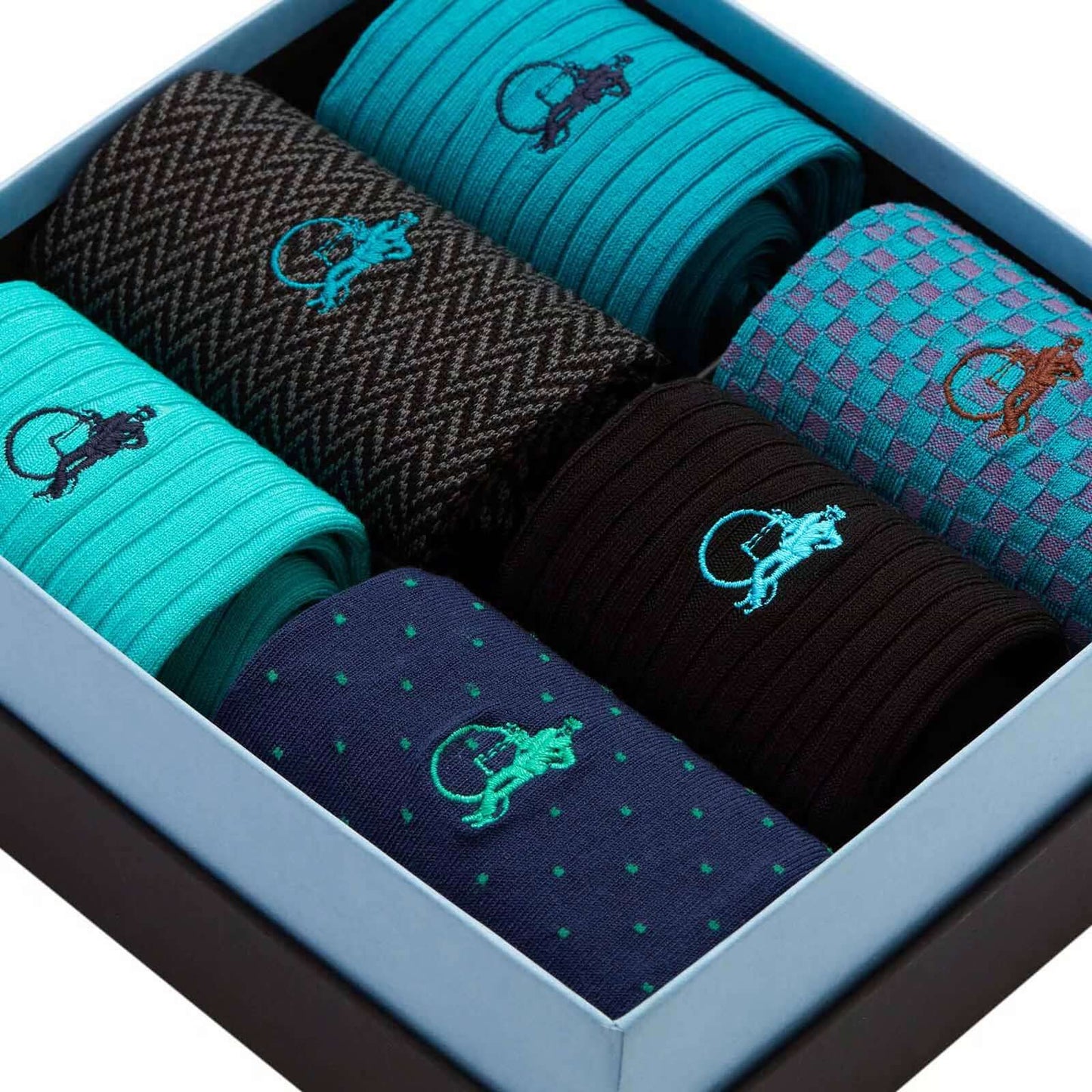 London Sock Co. DASH OF CLASS Ocean 6-Pair Gift Box