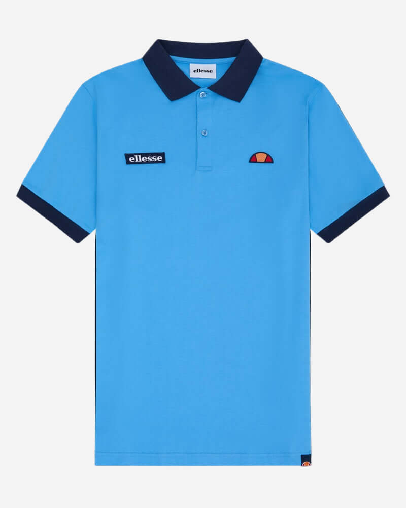 Ellesse LESSEPSIA Polo Blue/Navy showcasing a sporty design with a two-button placket and ribbed collar.
