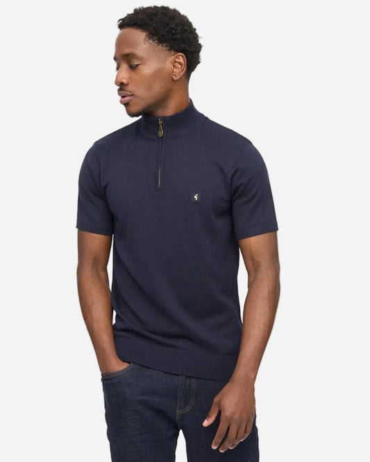 Gabicci LASSO Quarter Zip Polo Navy