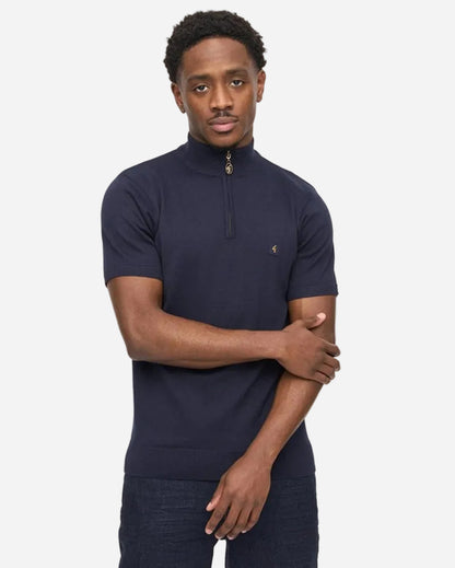 Gabicci LASSO Quarter Zip Polo Navy