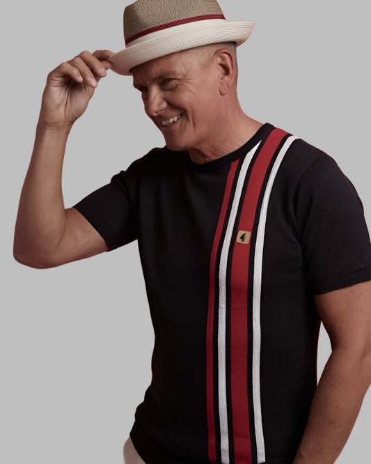 Gabicci Vintage LEWIS Knitted Crew Top Navy Retro Mod 50 Year Limited Edition Anniversary Collection