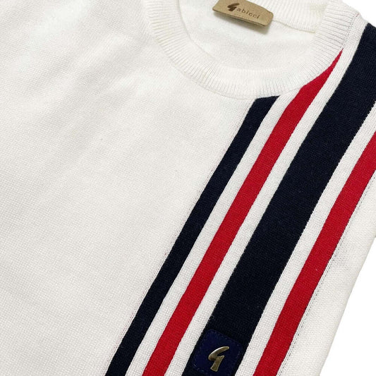 Gabicci Vintage LEWIS Knitted Crew Top White Retro Mod 50 Year Limited Edition Anniversary Collection