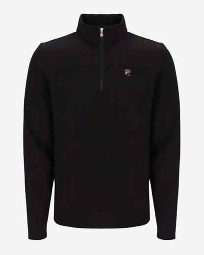 Fila Gold HOGAN Quarter Zip Top Black, a stylish black cotton top with quarter zip design and embroidered logo.