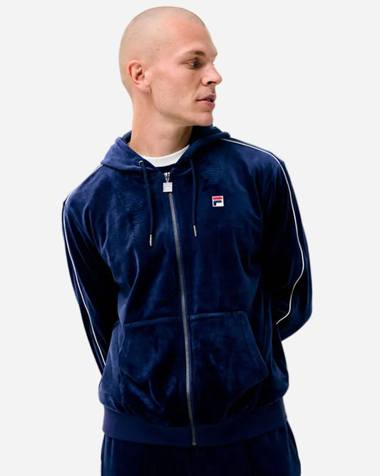 Fila Vintage ITALO Velour Hoodie Navy