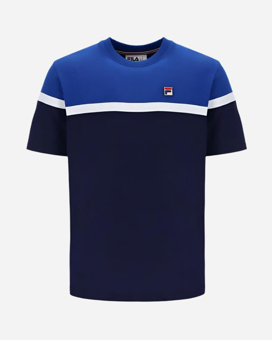 FILA JOSE Colour Block T Shirt Navy/Surf The Web/White