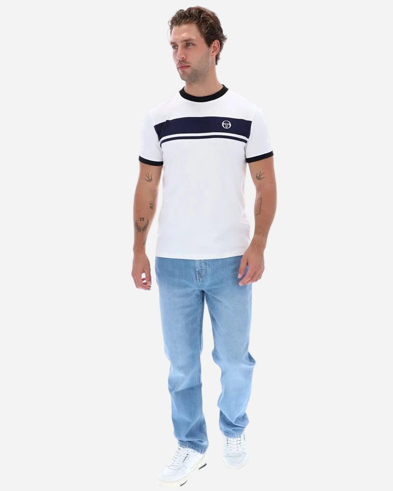 Sergio Tacchini MASTER T Shirt White/Maritime Blue/Black