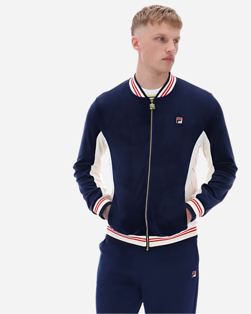 Fila MIGUEL Velour Track Top Navy/Gardenia/Red