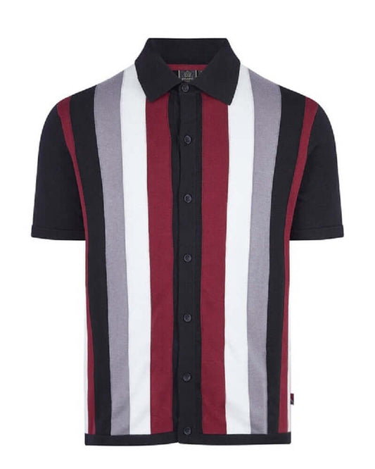 Mens Merc London Retro Paisley Cotton Polo Shirt Hunter - Black